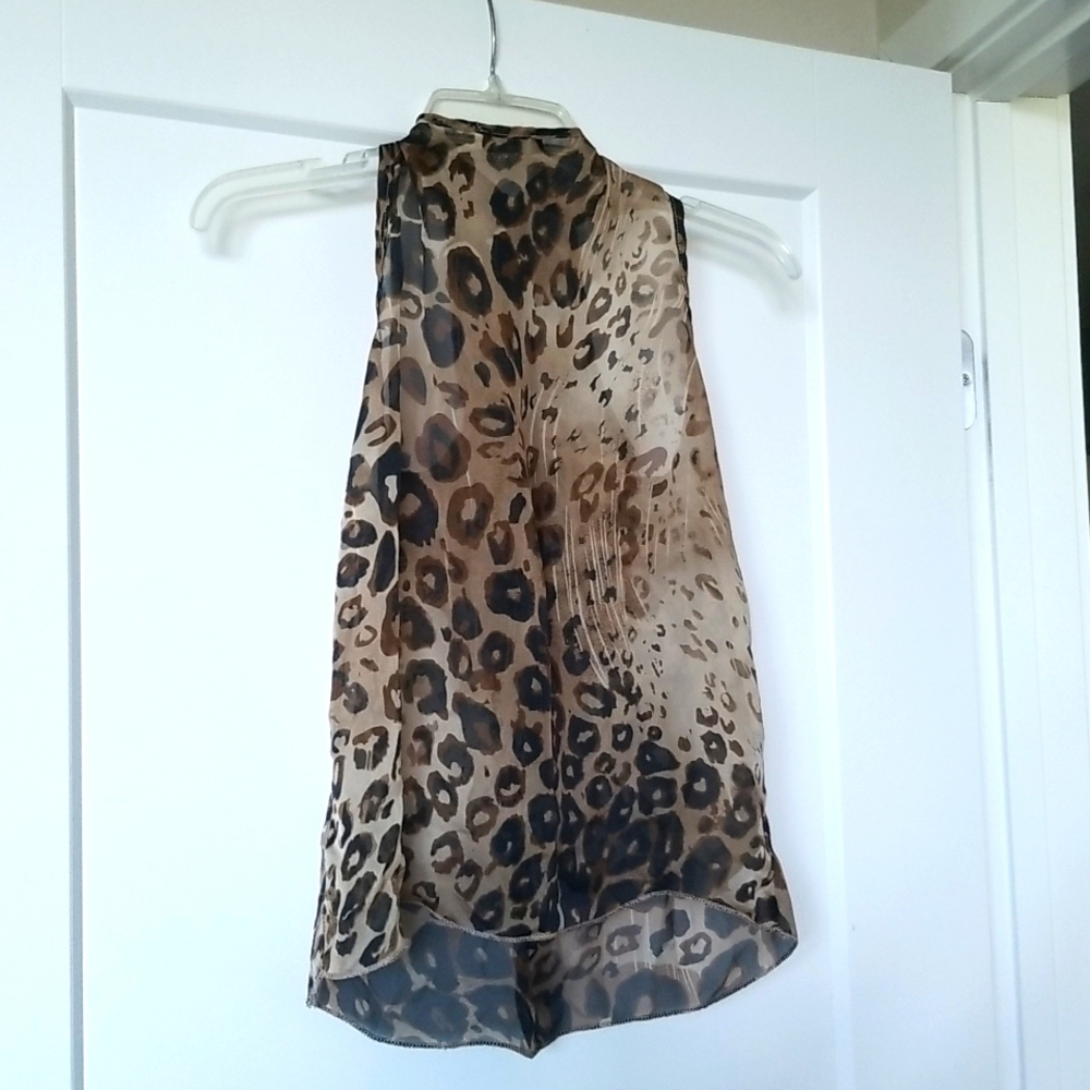 Dice Leopard Print Sheer Top Size S